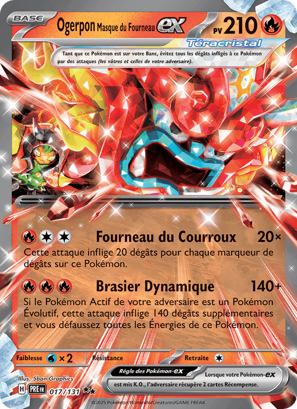 Ogerpon Masque du Fourneau-ex, carte 017 de Évolutions Prismatiques