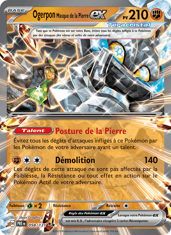 Ogerpon Masque de la Pierre-ex, carte 058 de Évolutions Prismatiques