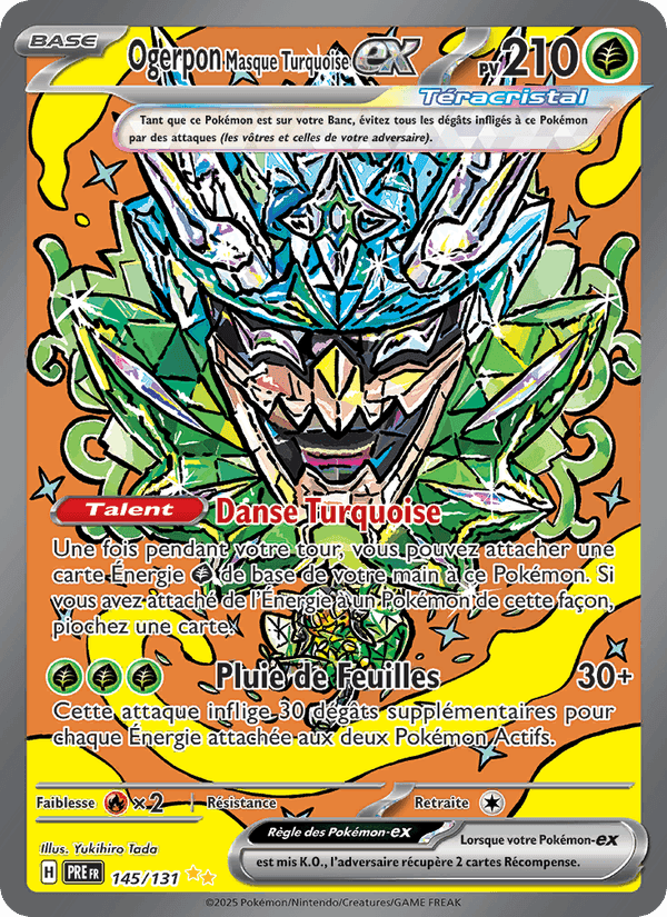 Ogerpon Masque Turquoise-ex, carte 145 de Évolutions Prismatiques
