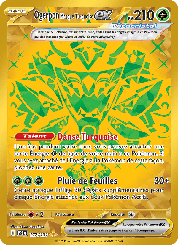 Ogerpon Masque Turquoise-ex, carte 177 de Évolutions Prismatiques