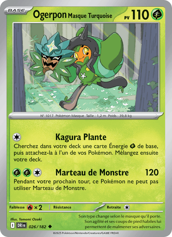 Ogerpon Masque Turquoise, carte 026 de Rivalités Destinées