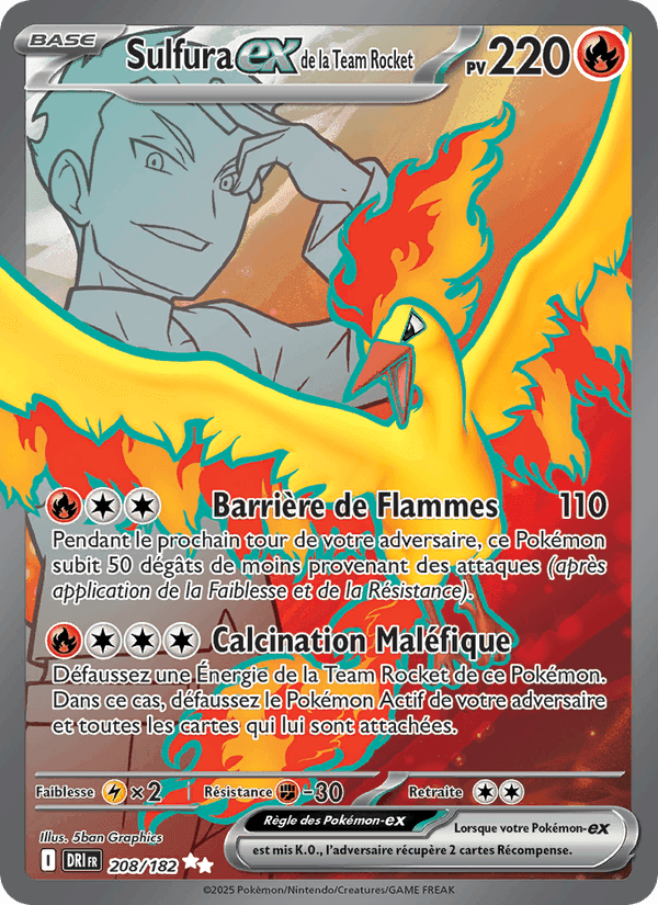Sulfura-ex de la Team Rocket, carte 208 de Rivalités Destinées