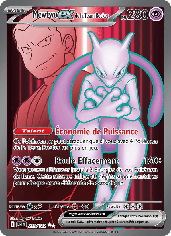 Mewtwo-ex de la Team Rocket, card 213 from Rivalités Destinées
