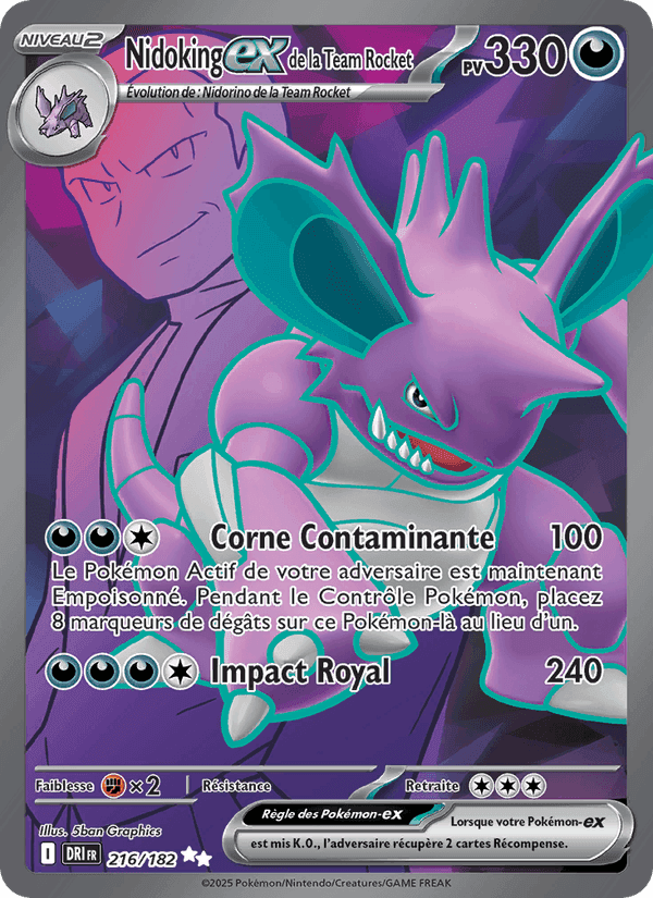 Nidoking-ex de la Team Rocket, carte 216 de Rivalités Destinées