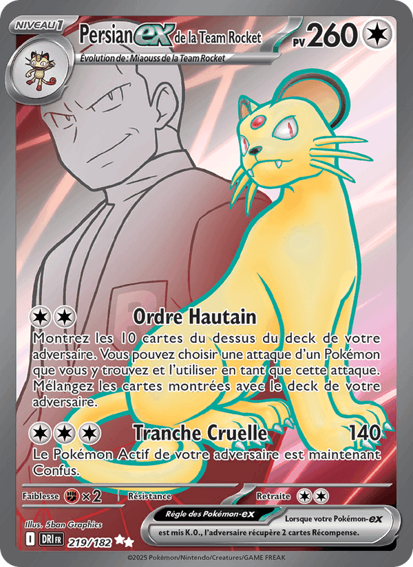 Persian-ex de la Team Rocket, carte 219 de Rivalités Destinées