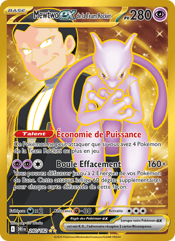 Mewtwo-ex de la Team Rocket, carta 240 di Rivalités Destinées