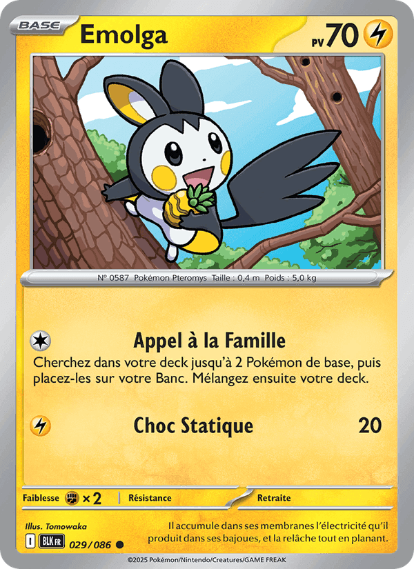 Emolga, carte 029 de Foudre Noire