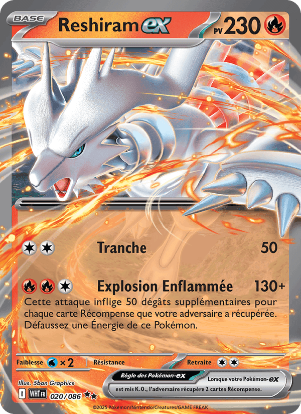 Reshiram-ex, carta 020 di Flamme Blanche