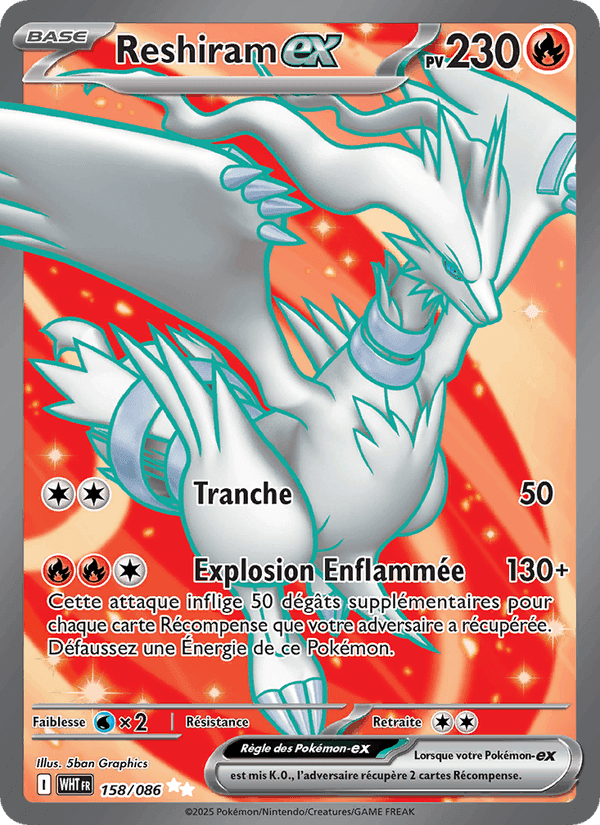 Reshiram-ex, card 158 from Flamme Blanche