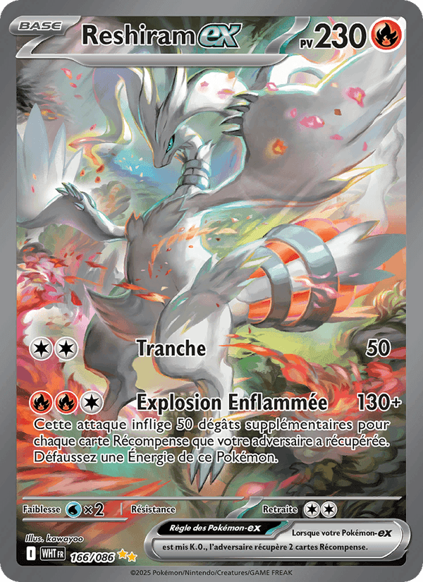 Reshiram-ex, carte 166 de Flamme Blanche