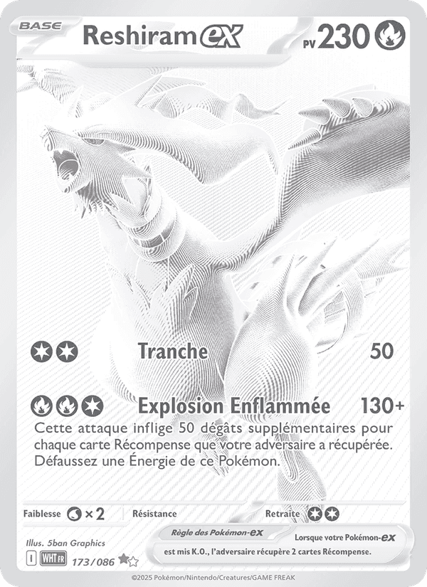 Reshiram-ex, carta 173 de Flamme Blanche