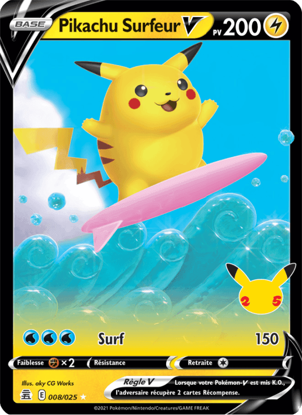 Pikachu Surfeur V, carte 8 de Célébrations