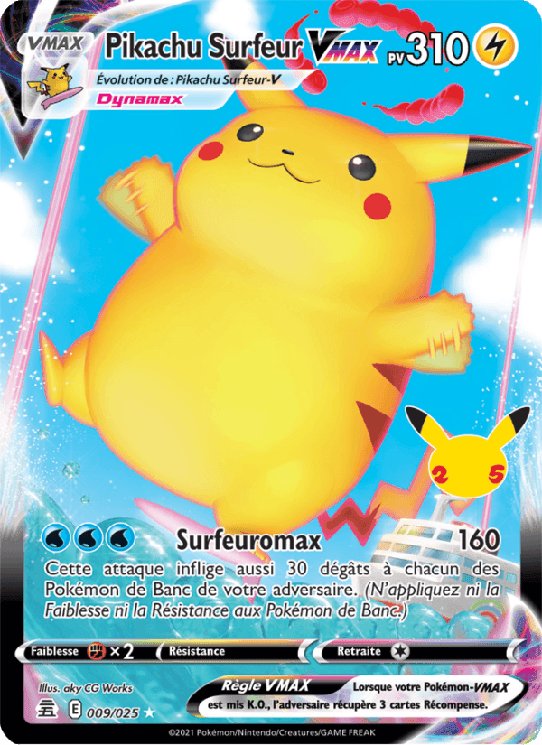 Pikachu Surfeur VMAX, card 9 from Célébrations