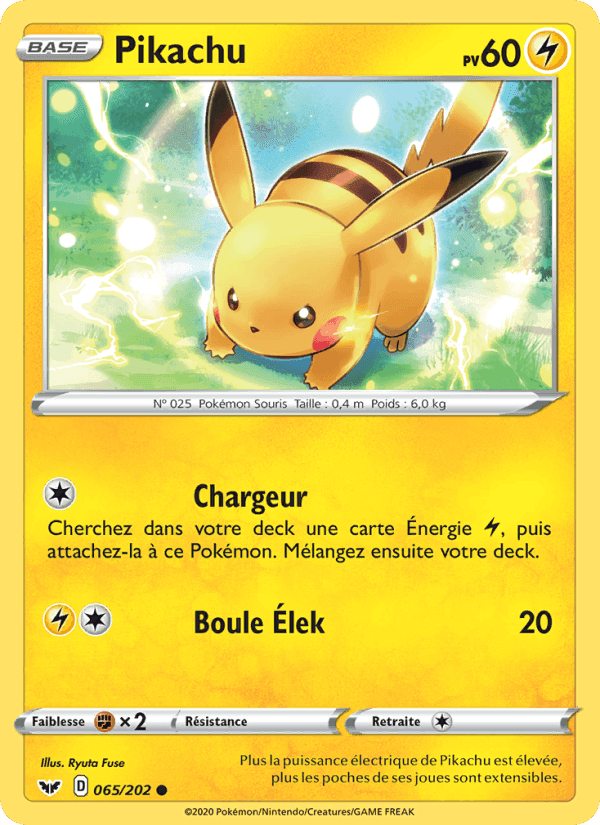 Pikachu, carte 65 de Épée et Bouclier
