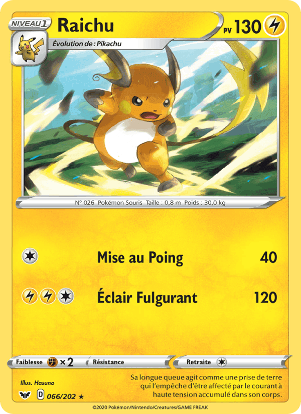 Raichu, card 66 from Épée et Bouclier