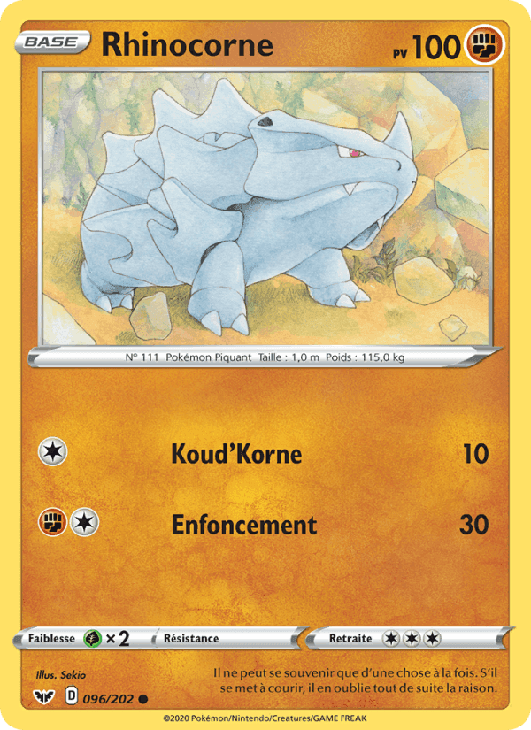 Rhinocorne, card 96 from Épée et Bouclier