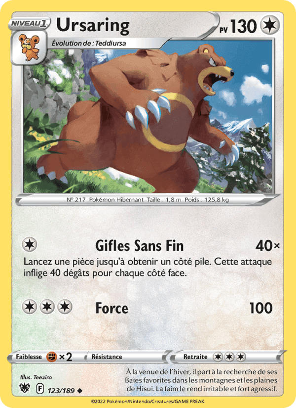 Ursaring, card 123 from Astres Radieux