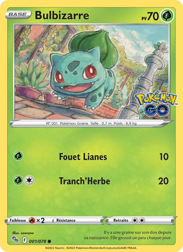 Bulbizarre, carta 001 de Pokémon GO