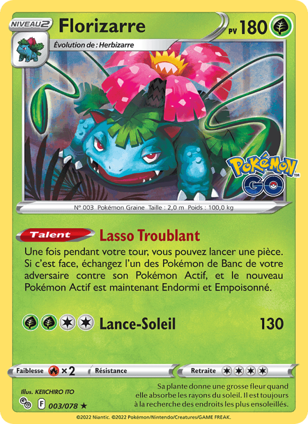 Florizarre, carte 003 de Pokémon GO
