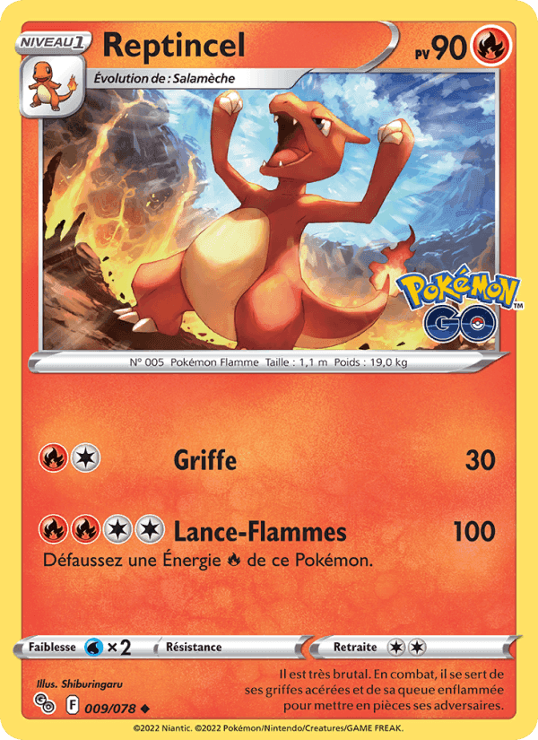Reptincel, carta 009 di Pokémon GO