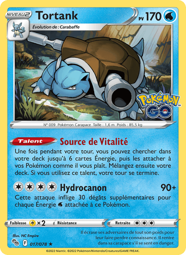 Tortank, carte 017 de Pokémon GO