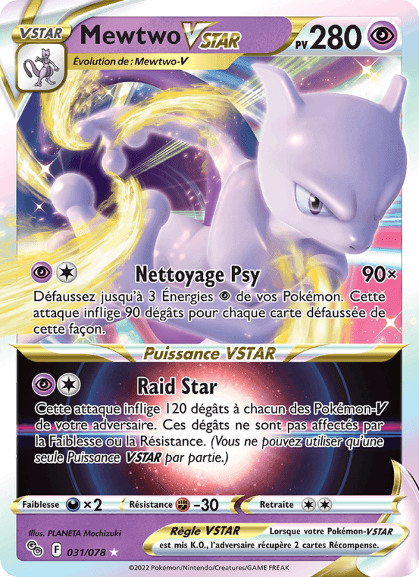 Mewtwo VSTAR, carte 031 de Pokémon GO