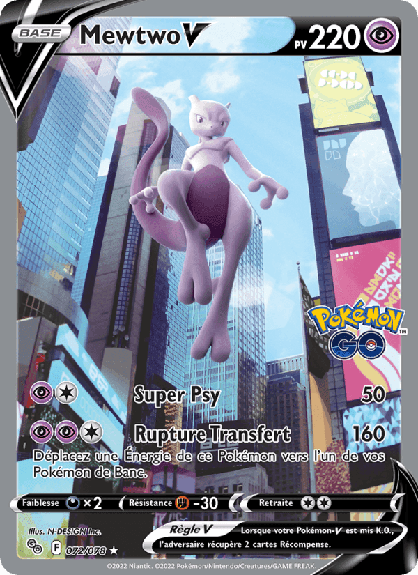 Mewtwo V, carte 072 de Pokémon GO
