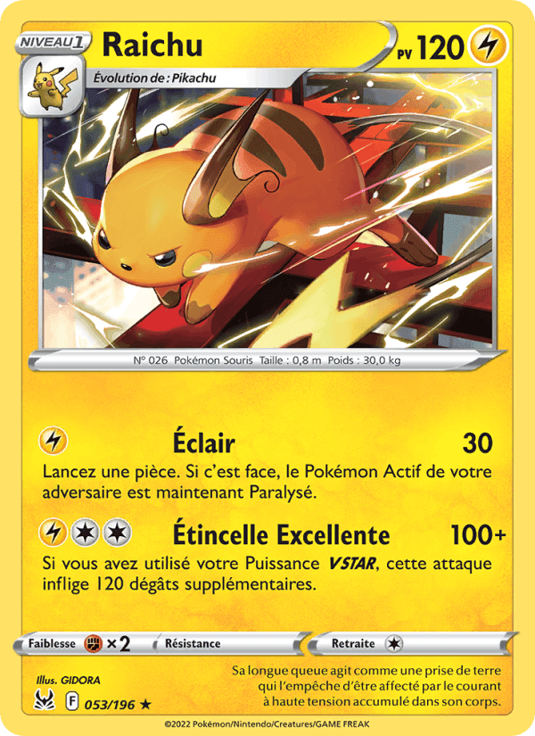 Raichu, carta 053 de Origine Perdue