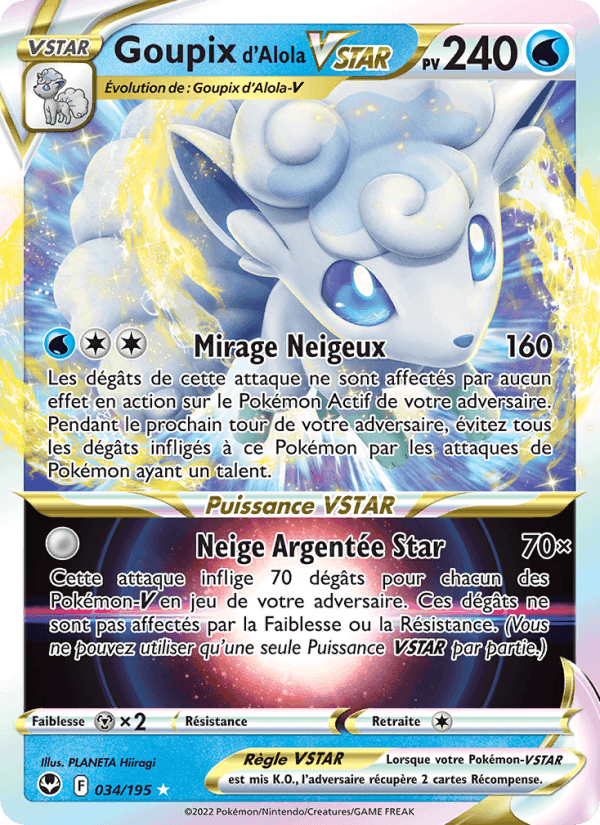 Goupix d'Alola VSTAR, carte 034 de Tempête Argentée