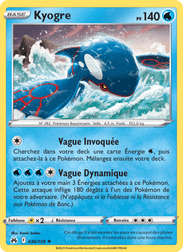 Kyogre, carta 036 di Zénith Suprême