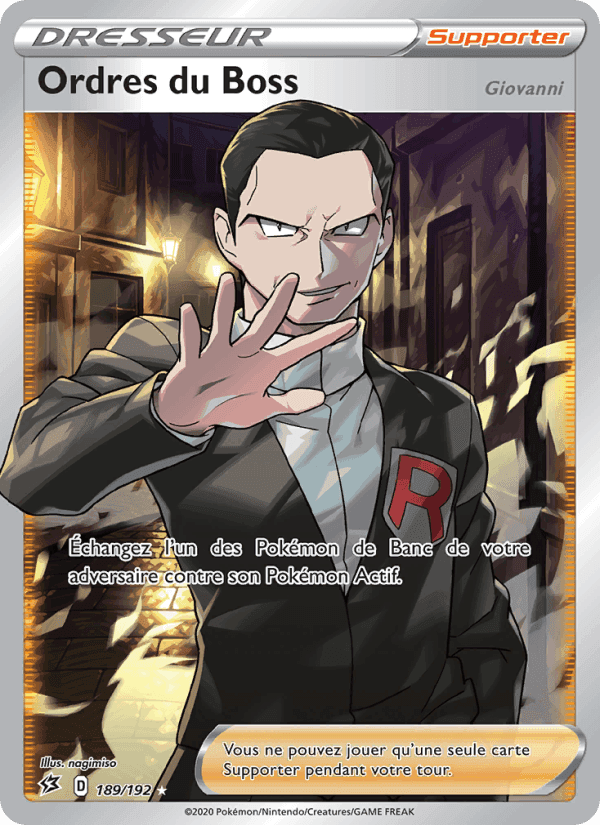 Ordres du Boss (Giovanni), carta 189 de Clash des Rebelles