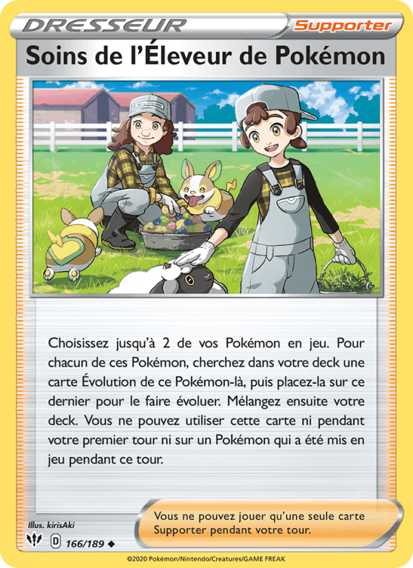 Soins de l'Éleveur de Pokémon, carte 166 de Ténèbres Embrasées