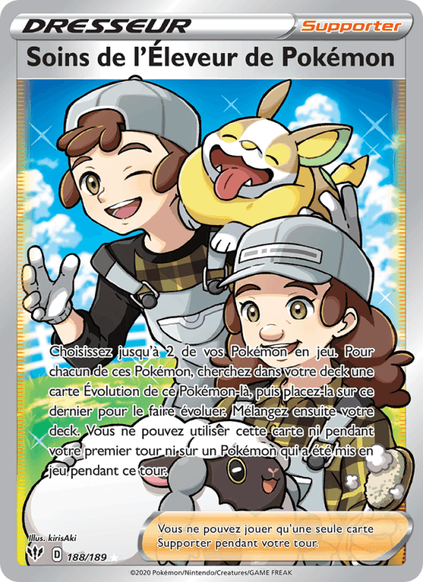 Soins de l'Éleveur de Pokémon, carte 188 de Ténèbres Embrasées