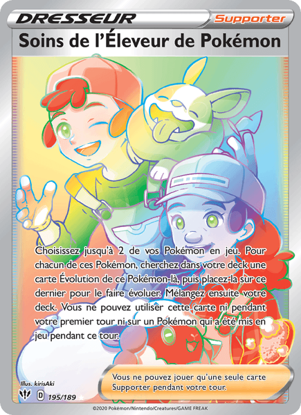 Soins de l'Éleveur de Pokémon, carte 195 de Ténèbres Embrasées