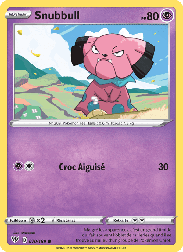Snubbull, carte 70 de Ténèbres Embrasées