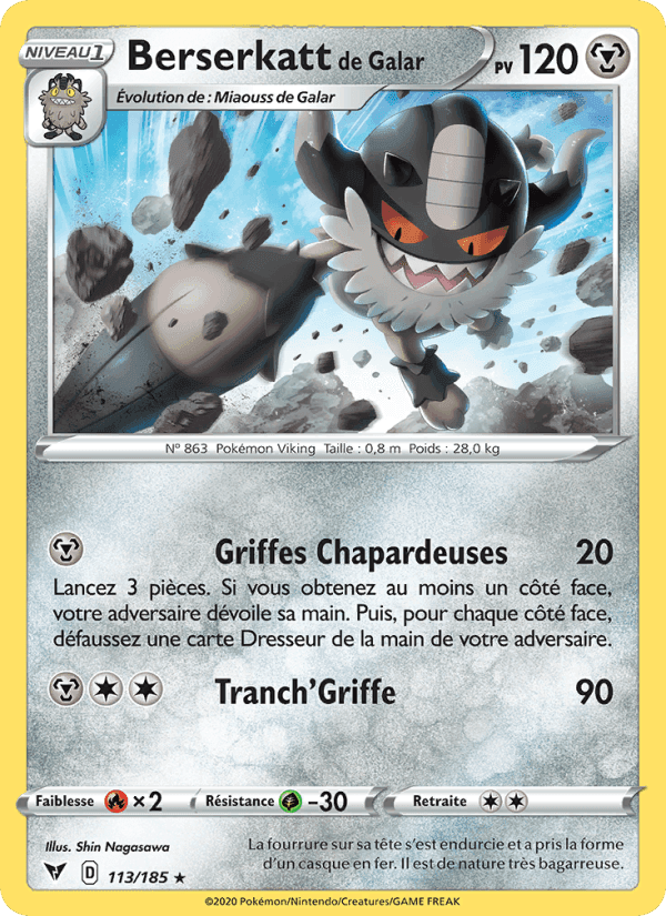 Berserkatt de Galar, card 113 from Voltage Éclatant