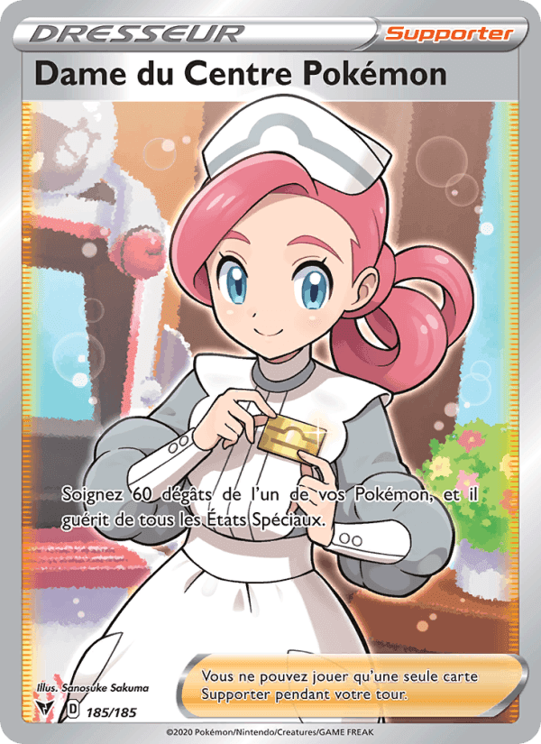 Dame du Centre Pokémon, carte 185 de Voltage Éclatant