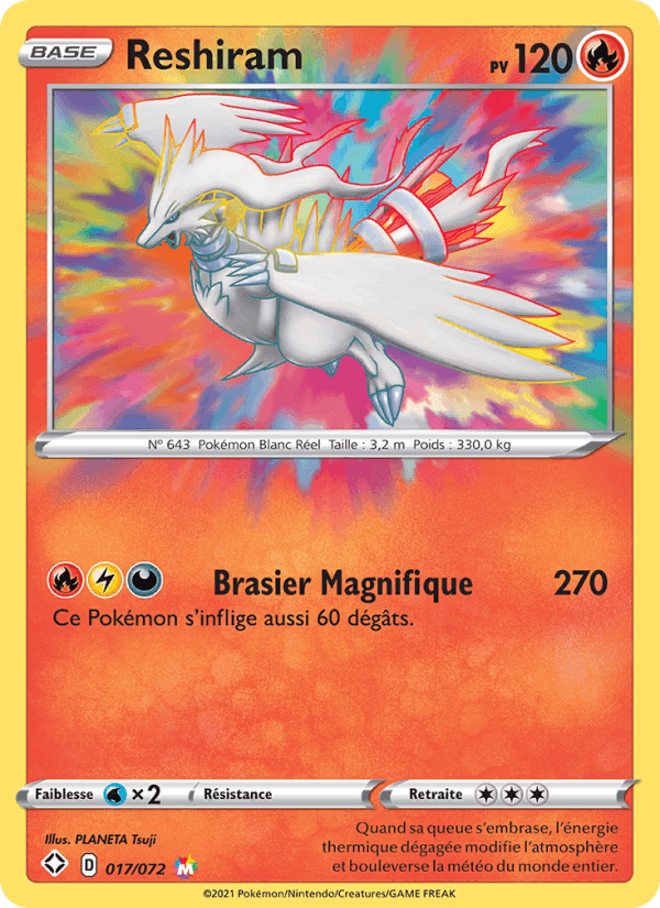 Reshiram, card 17 from Destinées Radieuses