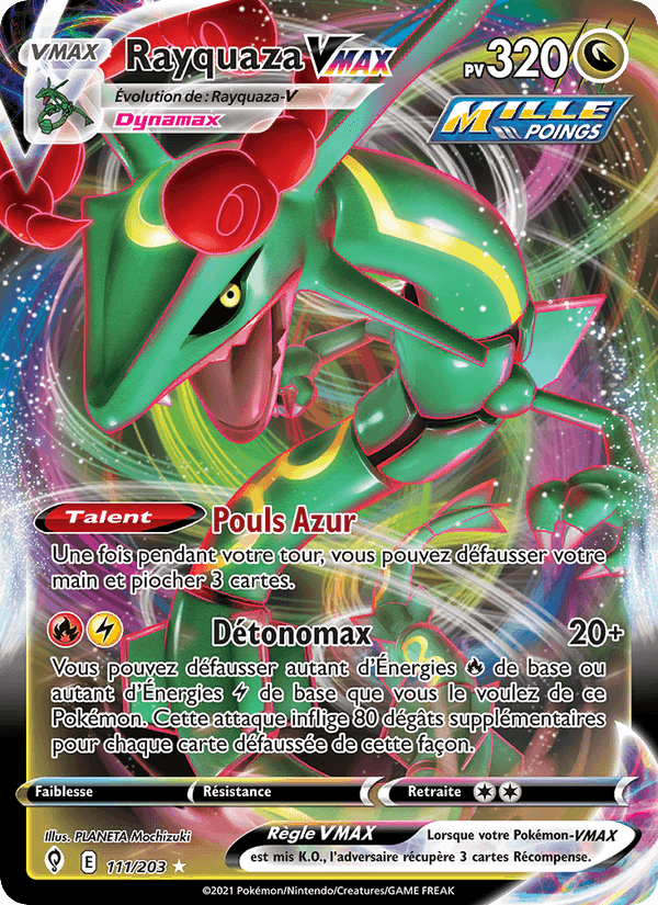Rayquaza VMAX, carte 111 de Évolution Céleste