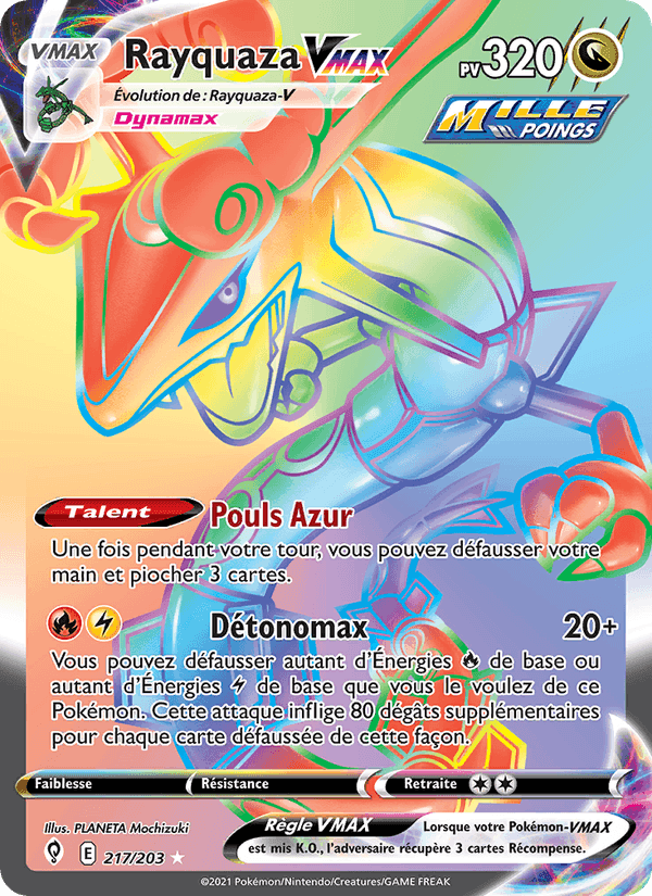 Rayquaza VMAX, carte 217 de Évolution Céleste