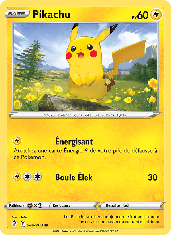 Pikachu, carte 49 de Évolution Céleste