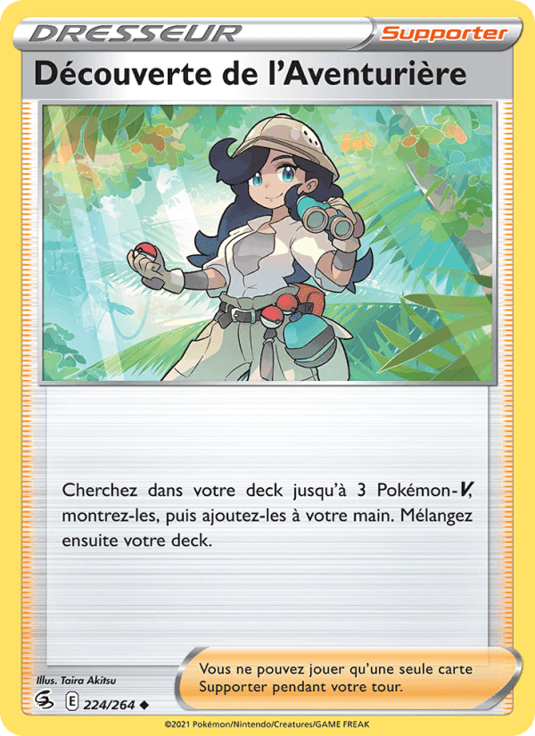 Découverte de l'Aventurière, card 224 from Poing de Fusion