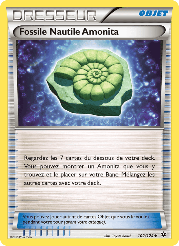 Fossile Nautile Amonita, carte 102 de Impact des Destins