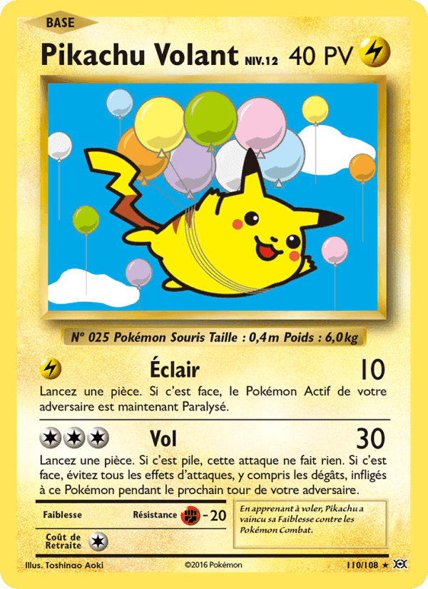 Pikachu Volant, carte 110 de Évolutions