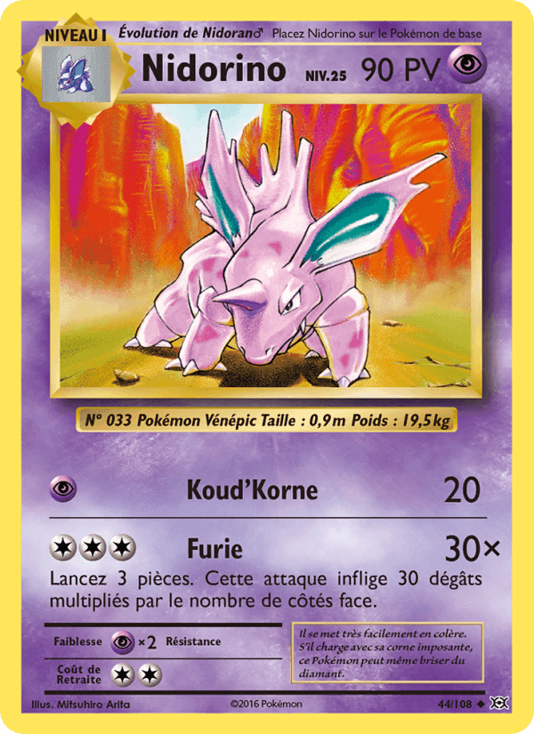 Nidorino, carte 44 de Évolutions