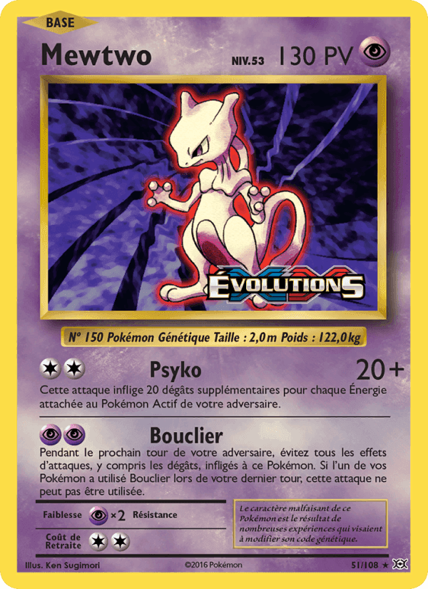 Mewtwo, carte 51 de Évolutions