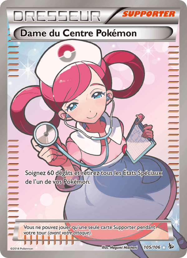 Dame du Centre Pokémon, carte 105 de Étincelles
