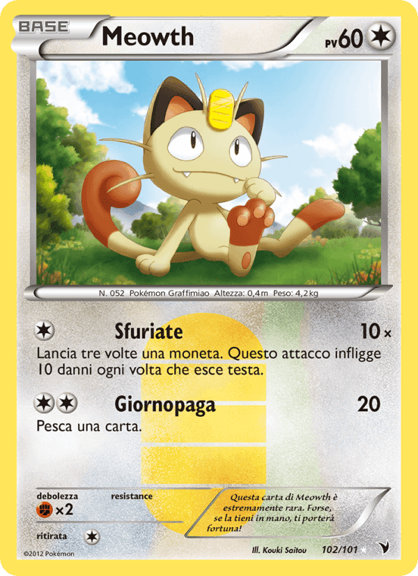 Meowth, carta 102 di Vittorie Regali