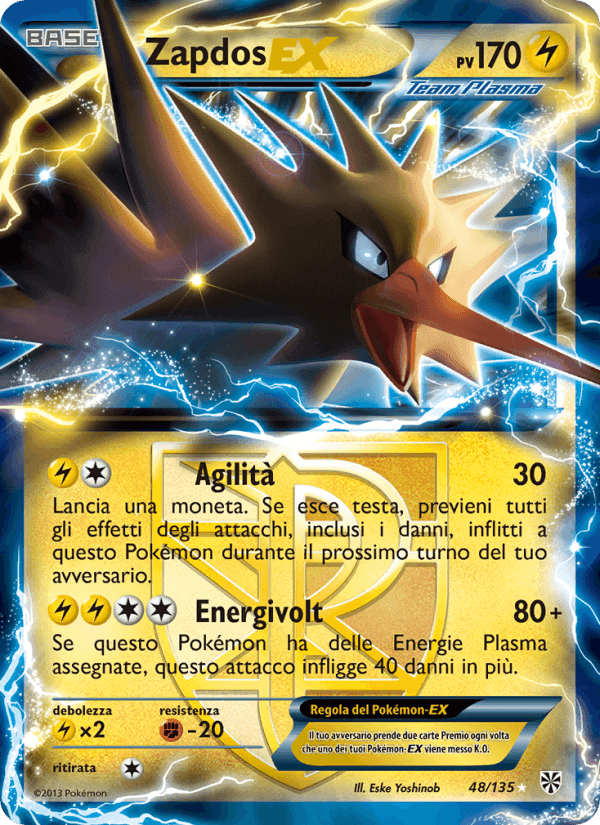 Zapdos-EX, carta 48 di Uragano Plasma