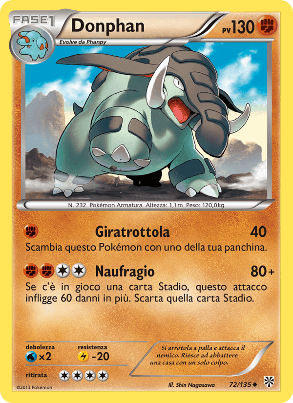 Donphan, carta 72 di Uragano Plasma